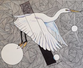 "Great Egret" by Ian David KnifePink Pen on acid free PaperDimension: 11"x 14"Price: $1,200